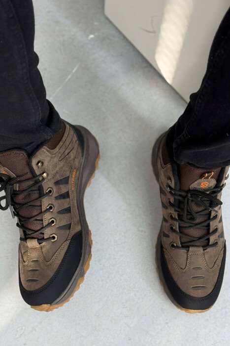 OUTDOOR TRAIL FLUFFY LACING MEN SEMIANKLE SNEAKERS DARK BROWN/KAE - 3
