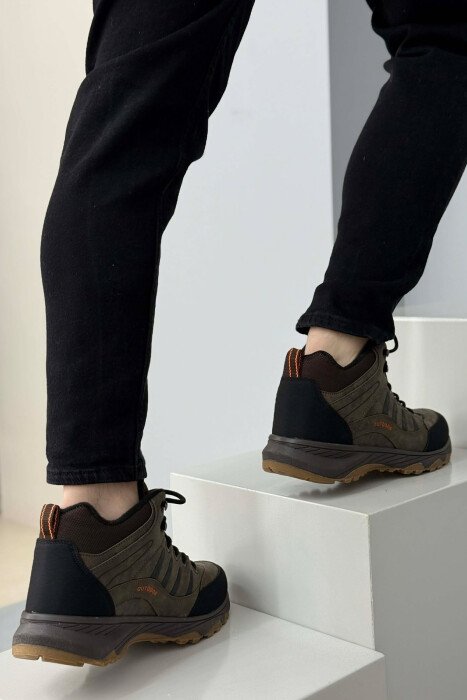 OUTDOOR TRAIL FLUFFY LACING MEN SEMIANKLE SNEAKERS DARK BROWN/KAE - 4