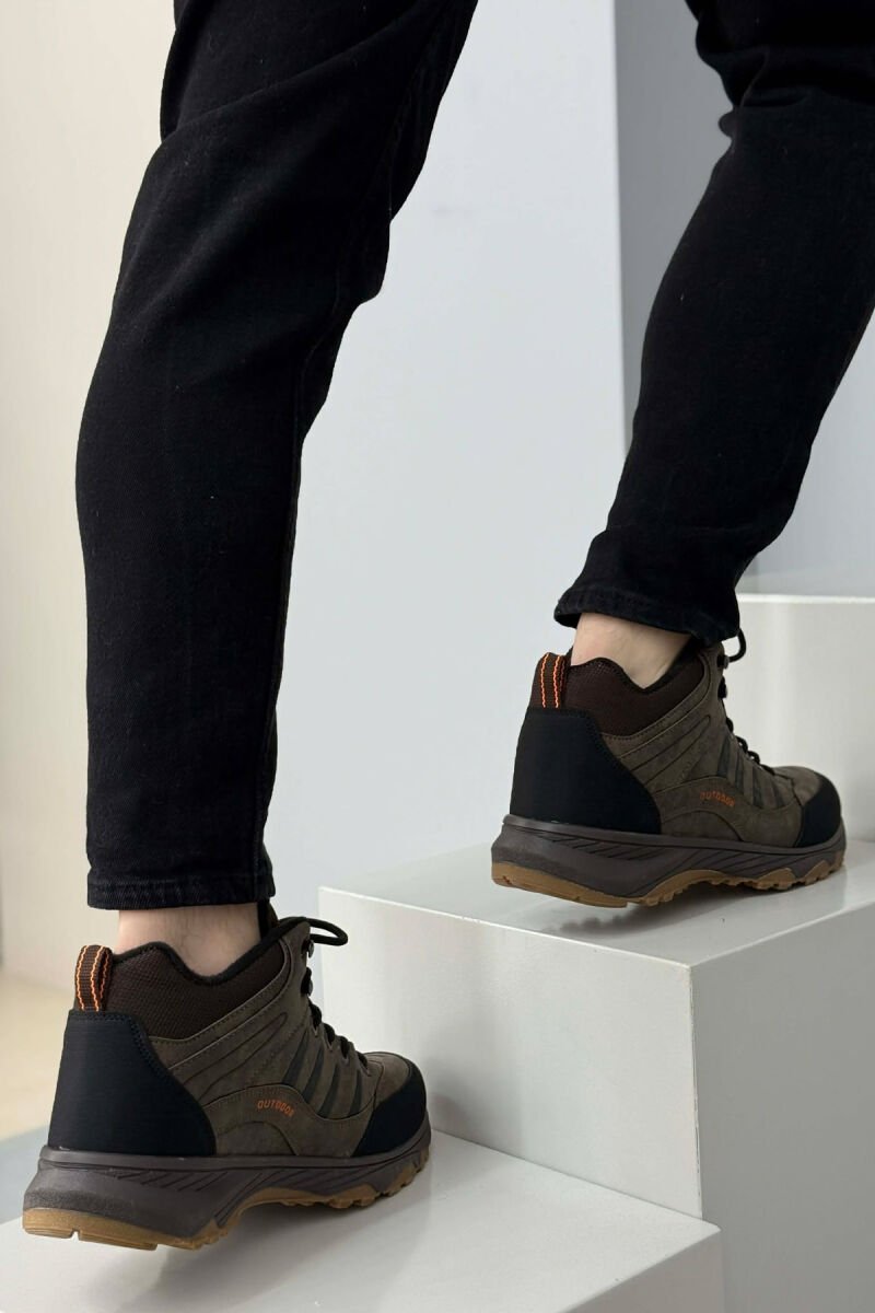 OUTDOOR TRAIL FLUFFY LACING MEN SEMIANKLE SNEAKERS DARK BROWN/KAE - 4