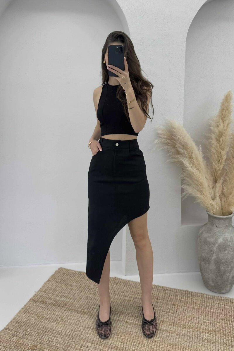 OVAL CUT WOMEN SKIRT BLACK/ E ZEZE - 3