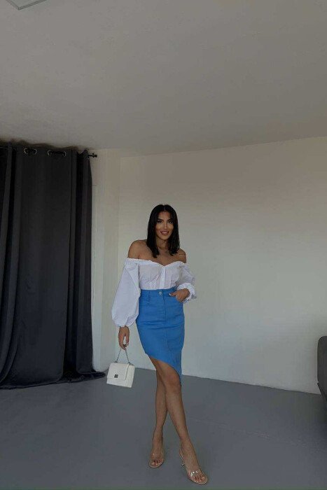 OVAL CUT WOMEN SKIRT BLUE/BLU - 6