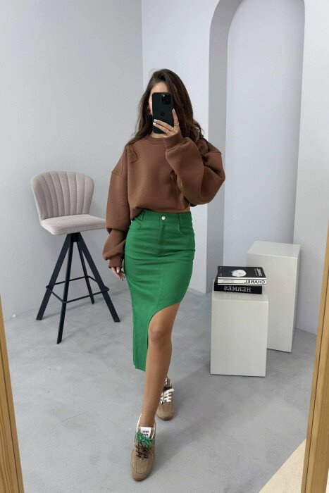 OVAL CUT WOMEN SKIRT GREEN/JESHILE - 2