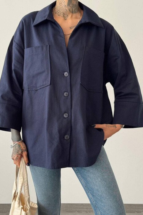 OVERSIZED WOMAN JACKET BLUE/BLU - KLAUDIO FASHION