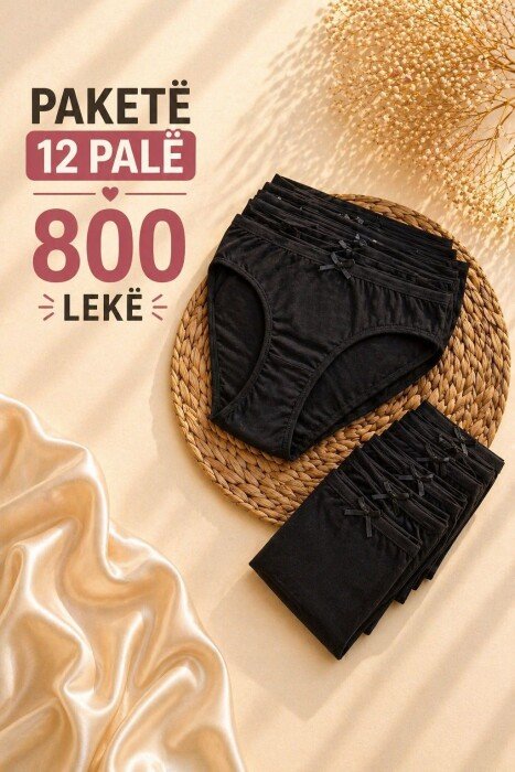 PACK OF 12 PAIR ONE COLOR WOMAN BRIEFS BLACK/ E ZEZE - KLAUDIO FASHION
