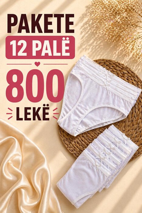 PACK OF 12 PAIR ONE COLOR WOMAN BRIEFS WHITE-E BARDHE - KLAUDIO FASHION