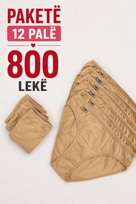 PACK OF 12 PAIR SIMPLE ONE COLOR WOMEN BRIEFS BEIGE/BEZHE - KLAUDIO FASHION