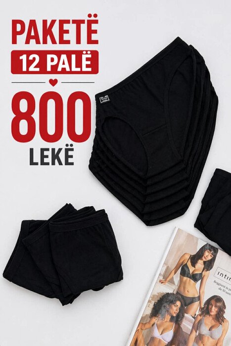 PACK OF 12 PAIR SIMPLE ONE COLOR WOMEN BRIEFS BLACK/ E ZEZE - KLAUDIO FASHION