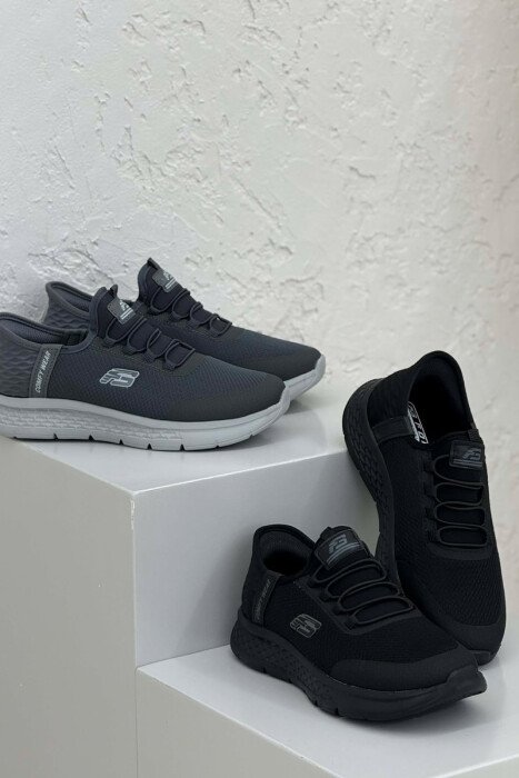 PACK OF 2 PIECES ELASTIC LACES PALTFORM WOMEN SNEAKERS BLACK-GREY/ZEGR - 3
