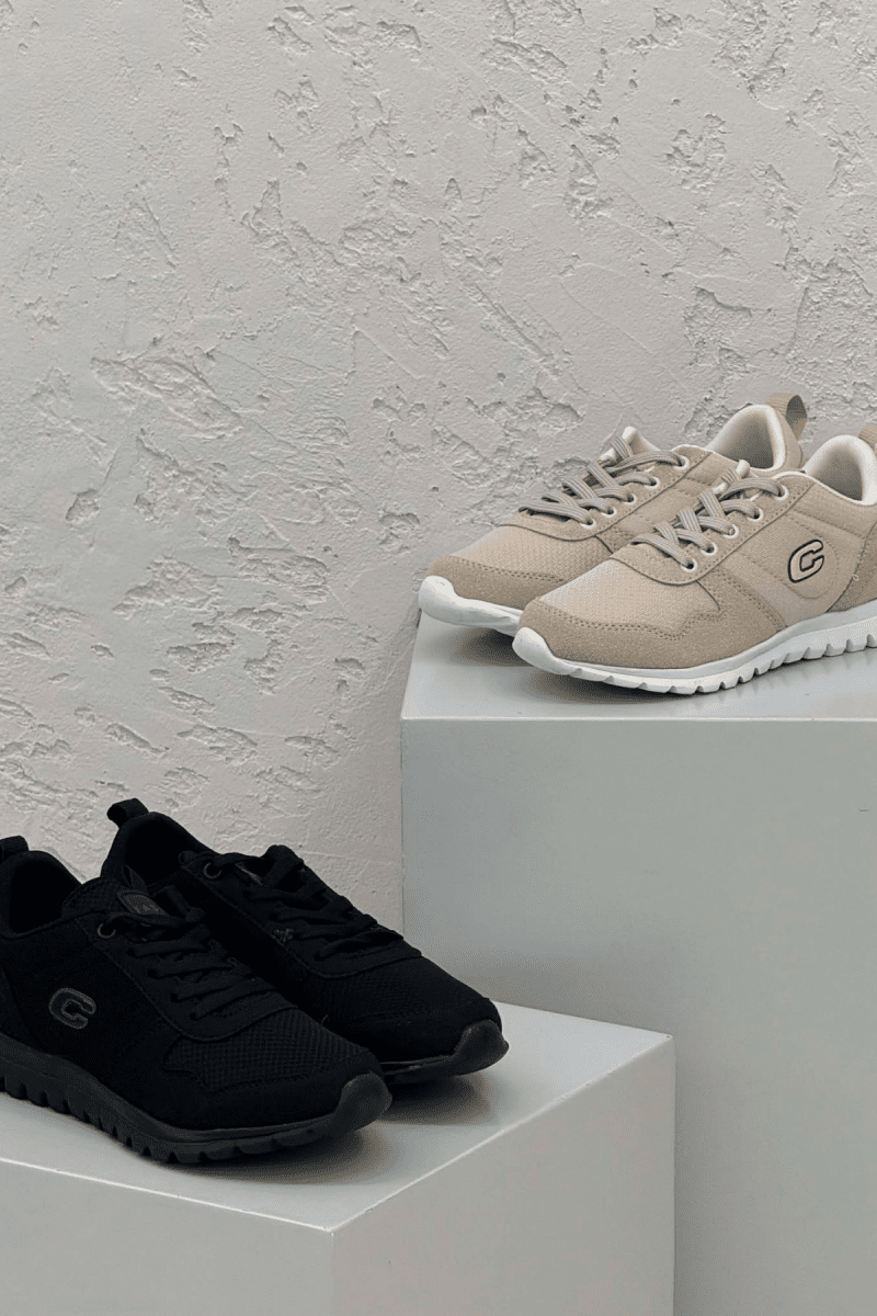 PACK OF 2 PIECES SIMPLE EVERYDAY ONE COLOR WOMEN SNEAKERS BLACK-BEIGE/ZEBE - 4