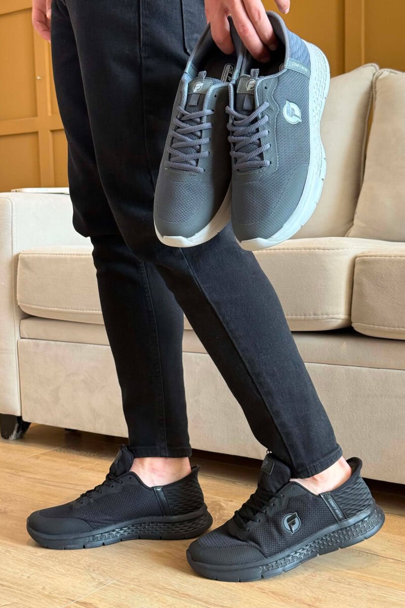 PACK OF 2 PIECES SIMPLE LACING MEN SNEAKERS BLACK+DARK GREY/ZEZE+GRI ERRET - 3