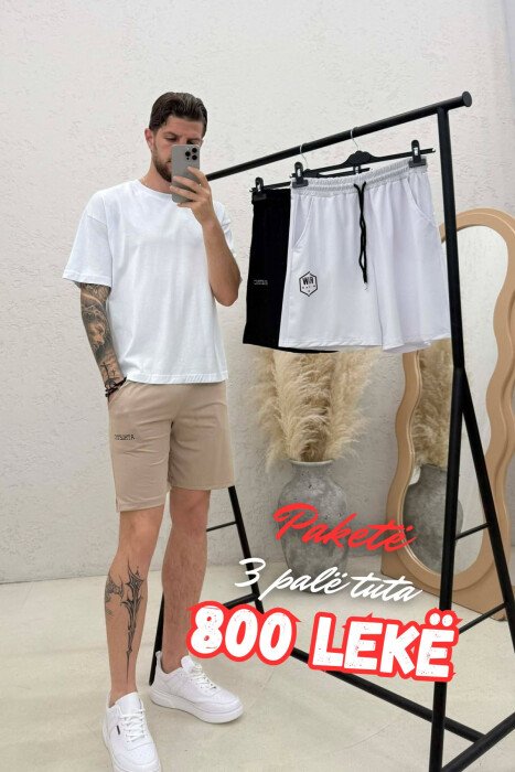 PACK OF 3 PIECE WRITTING ONE COLOR MEN SHORT SWEATPANTS MULTIPLE/SHNGJ - KLAUDIO FASHION