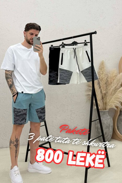 PACK OF 3 PIECE ZIPPER POCKETS SIMPLE MEN SHORT SWEATPANTS MULTIPLE/SHNGJ - 1