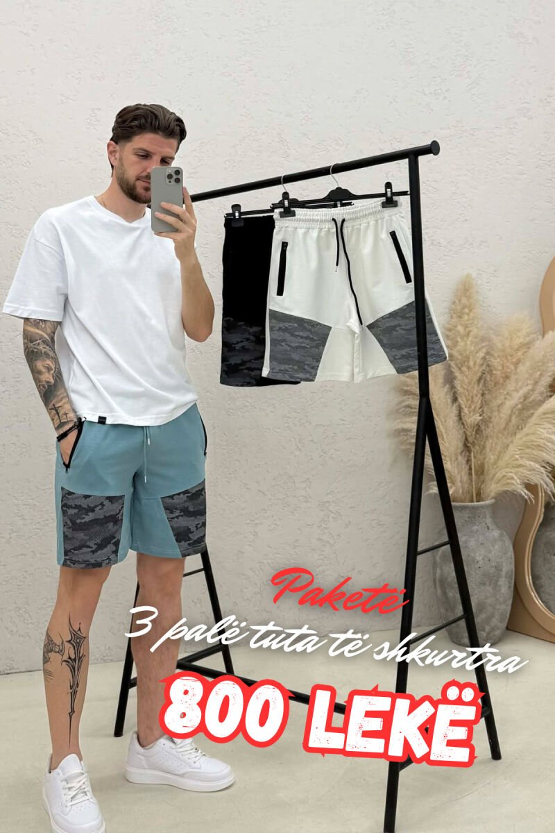 PACK OF 3 PIECE ZIPPER POCKETS SIMPLE MEN SHORT SWEATPANTS MULTIPLE/SHNGJ - 1