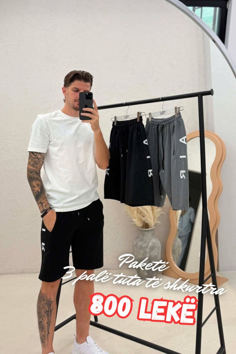 PACK OF 3 PIECES AIR SIDE WRITTING ZIPPER POCKETS MEN SHORT SWEATPANTS MULTIPLE/SHNGJ - 1