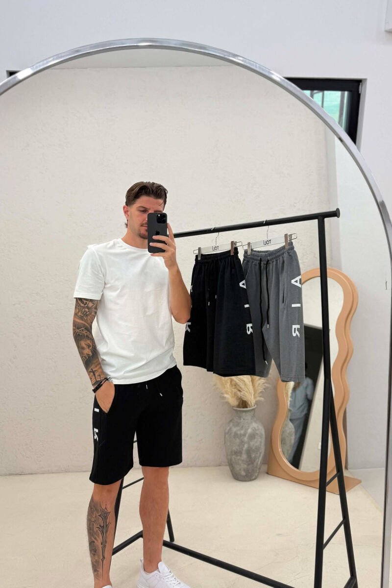 PACK OF 3 PIECES AIR SIDE WRITTING ZIPPER POCKETS MEN SHORT SWEATPANTS MULTIPLE/SHNGJ - 2