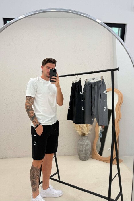 PACK OF 3 PIECES AIR SIDE WRITTING ZIPPER POCKETS MEN SHORT SWEATPANTS MULTIPLE/SHNGJ - 3