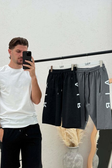 PACK OF 3 PIECES AIR SIDE WRITTING ZIPPER POCKETS MEN SHORT SWEATPANTS MULTIPLE/SHNGJ - 6