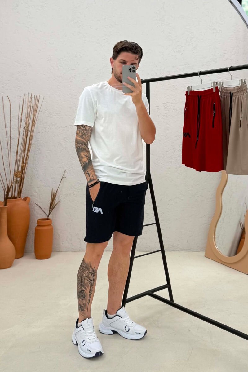 PACK OF 3 PIECES AIR WRITTING ZIPPER POCKETS MEN SHORT SWEATPANTS MULTIPLE/SHNGJ - 2