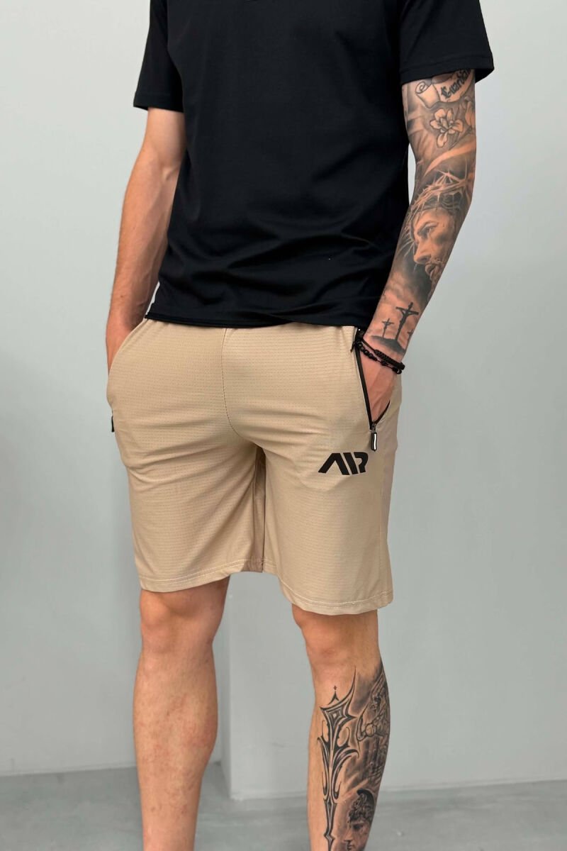 PACK OF 3 PIECES AIR WRITTING ZIPPER POCKETS MEN SHORT SWEATPANTS MULTIPLE/SHNGJ - 3