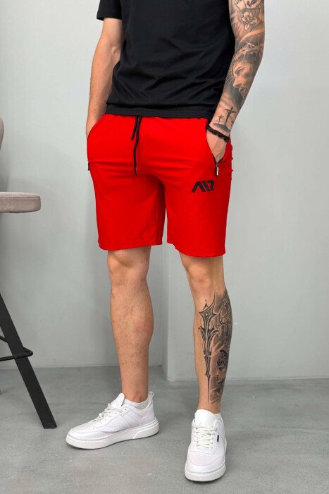 PACK OF 3 PIECES AIR WRITTING ZIPPER POCKETS MEN SHORT SWEATPANTS MULTIPLE/SHNGJ - 4