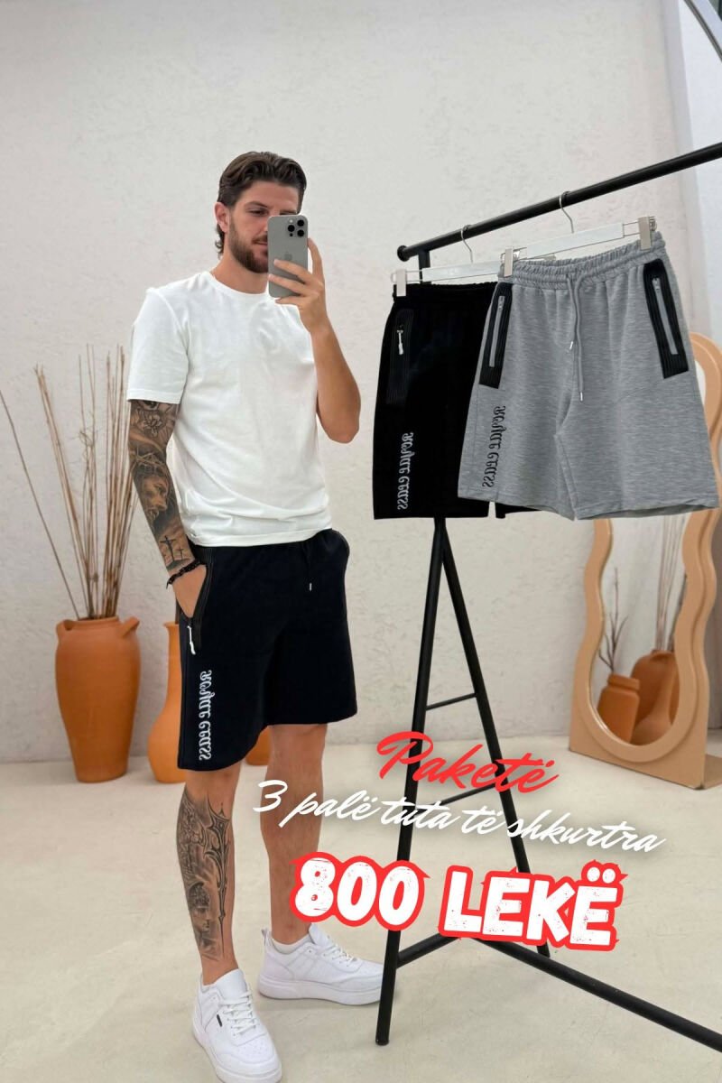 PACK OF 3 PIECES COTTON WRITTINGS ONE COLOR MEN SHORT SWEATPANTS MULTIPLE/SHNGJ - 1
