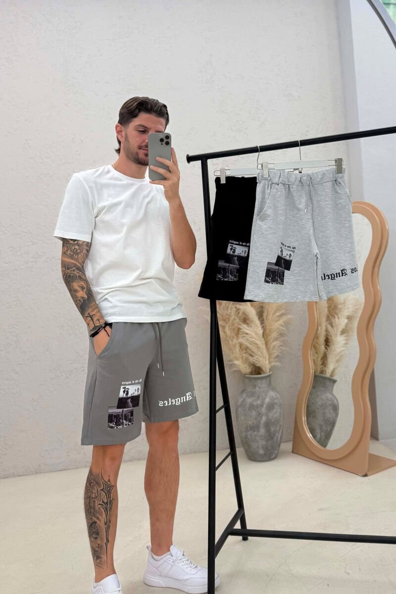 PACK OF 3 PIECES FRONT IMAGE & WRITTINGS MEN SHORT SWEATPANTS MULTIPLE/SHNGJ - 2
