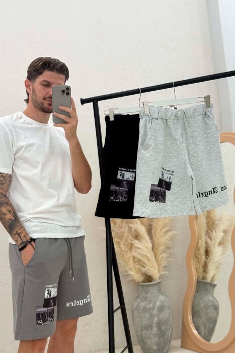 PACK OF 3 PIECES FRONT IMAGE & WRITTINGS MEN SHORT SWEATPANTS MULTIPLE/SHNGJ - 3
