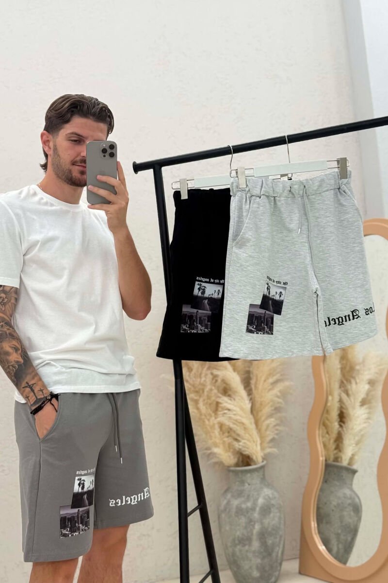 PACK OF 3 PIECES FRONT IMAGE & WRITTINGS MEN SHORT SWEATPANTS MULTIPLE/SHNGJ - 3