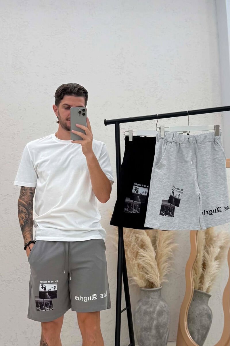 PACK OF 3 PIECES FRONT IMAGE & WRITTINGS MEN SHORT SWEATPANTS MULTIPLE/SHNGJ - 4