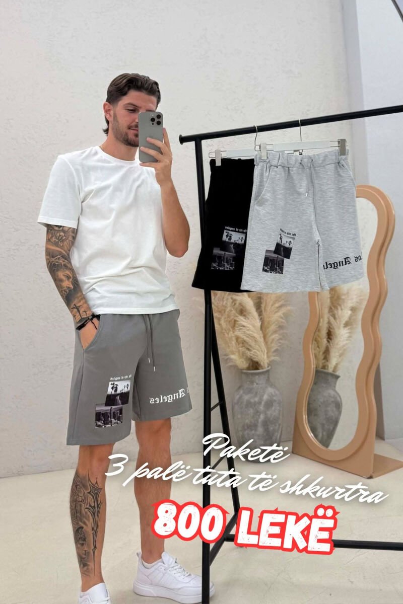 PACK OF 3 PIECES FRONT IMAGE & WRITTINGS MEN SHORT SWEATPANTS MULTIPLE/SHNGJ - 1