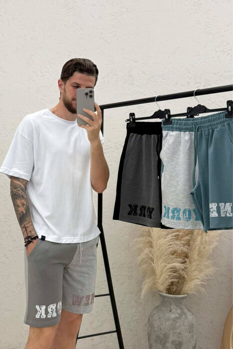 PACK OF 3 PIECES FRONT WRITTINGS MEN SHORT SWEATPANTS MULTIPLE/SHNGJ - 3