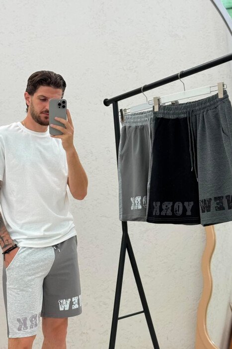 PACK OF 3 PIECES FRONT WRITTINGS MEN SHORT SWEATPANTS MULTIPLE/SHNGJ - 3