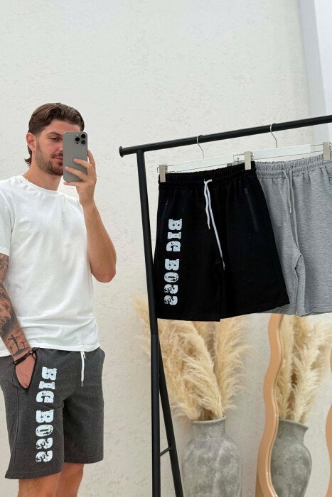 PACK OF 3 PIECES FRONT WRITTINGS MEN SHORT SWEATPANTS MULTIPLE/SHNGJ - 4