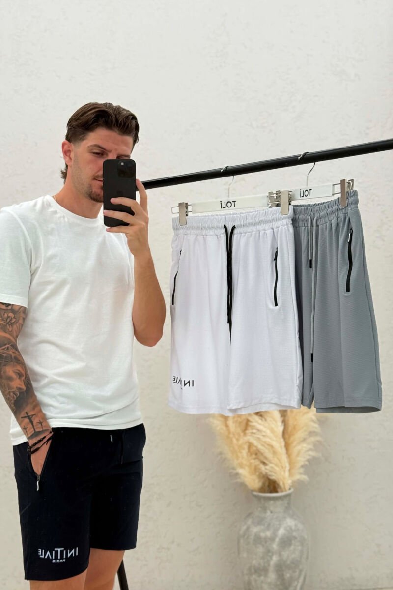PACK OF 3 PIECES INITIALE PARIS WRITTING MEN SHORT SWEATPANTS DARK BLUE+GREY+WHITE/BEE+GR+BA - 3