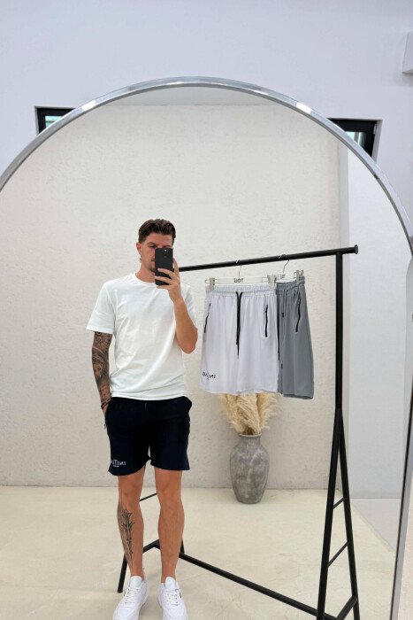 PACK OF 3 PIECES INITIALE PARIS WRITTING MEN SHORT SWEATPANTS DARK BLUE+GREY+WHITE/BEE+GR+BA - 5