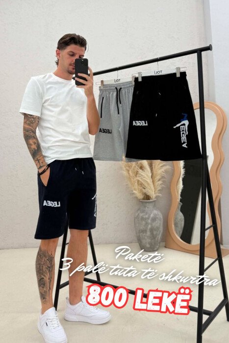 PACK OF 3 PIECES LEGA WRITTING ZIPPER POCKETS MEN SHORT SWEATPANTS MULTIPLE/SHNGJ - KLAUDIO FASHION