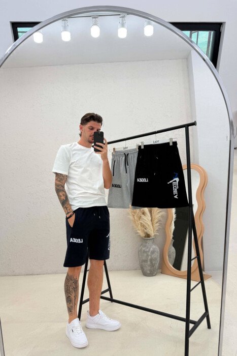 PACK OF 3 PIECES LEGA WRITTING ZIPPER POCKETS MEN SHORT SWEATPANTS MULTIPLE/SHNGJ - 2