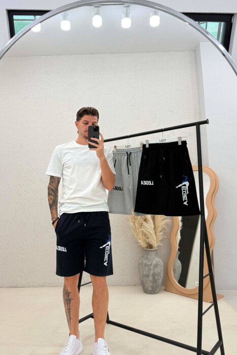 PACK OF 3 PIECES LEGA WRITTING ZIPPER POCKETS MEN SHORT SWEATPANTS MULTIPLE/SHNGJ - 3