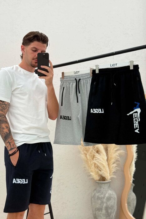 PACK OF 3 PIECES LEGA WRITTING ZIPPER POCKETS MEN SHORT SWEATPANTS MULTIPLE/SHNGJ - 4