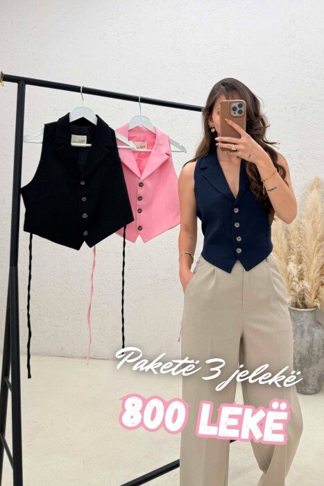 PACK OF 3 PIECES ONE COLOR LACING WAIST WOMAN VESTS MULTIPLE/SHNGJ - KLAUDIO FASHION