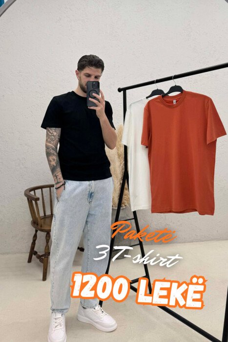 PACK OF 3 PIECES ONE COLOR SIMPLE MEN T-SHIRT MULTIPLE/SHNGJ - 1