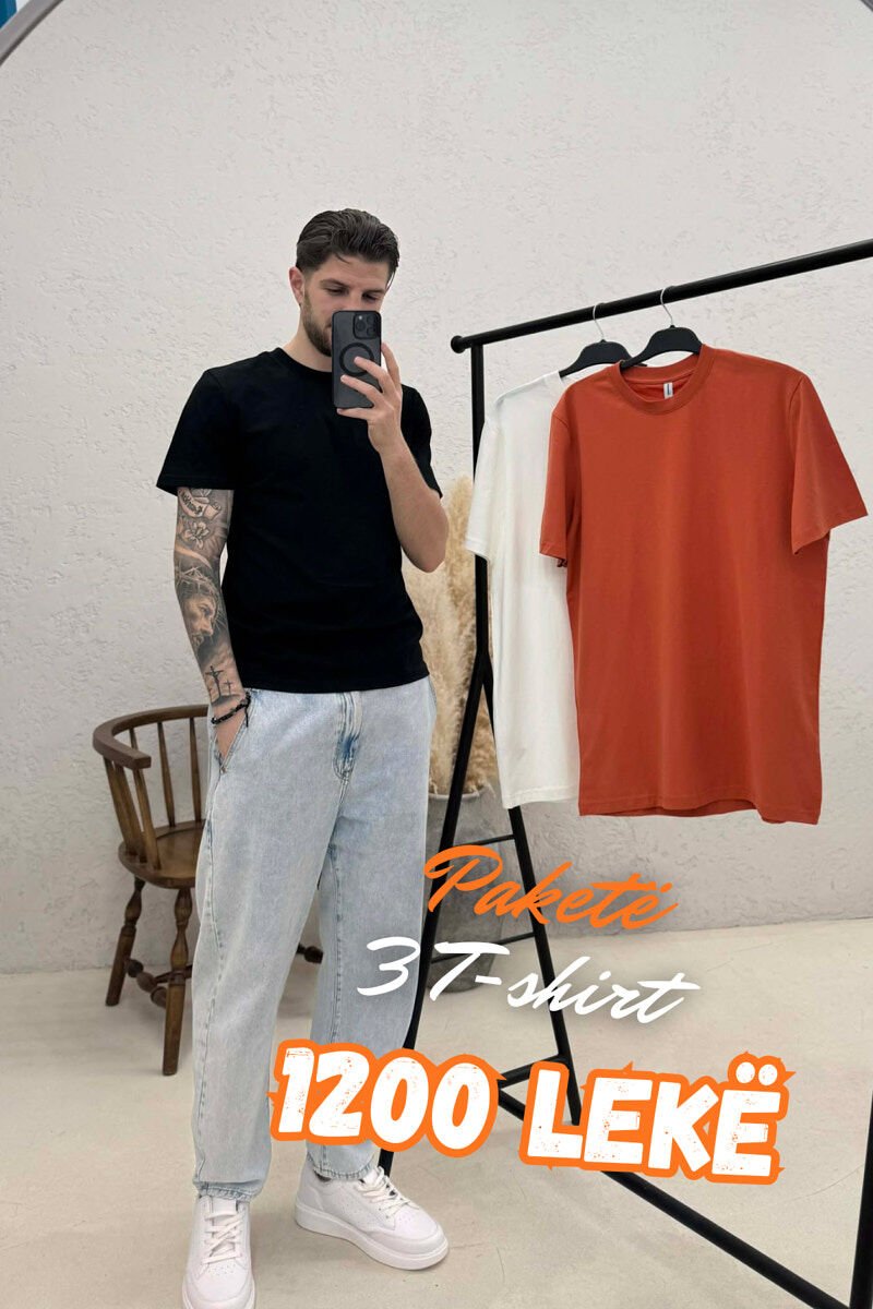 PACK OF 3 PIECES ONE COLOR SIMPLE MEN T-SHIRT MULTIPLE/SHNGJ - 1