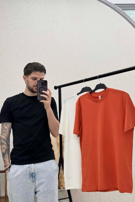 PACK OF 3 PIECES ONE COLOR SIMPLE MEN T-SHIRT MULTIPLE/SHNGJ - 3