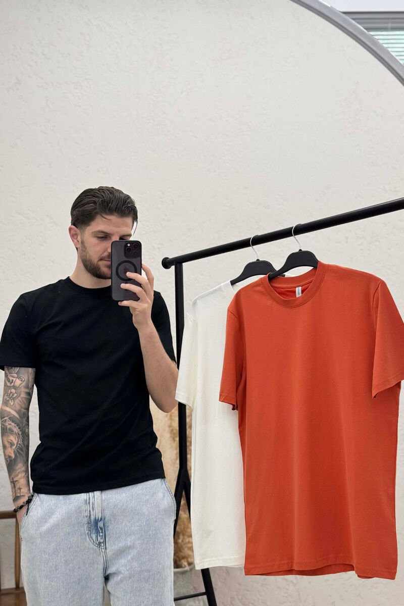 PACK OF 3 PIECES ONE COLOR SIMPLE MEN T-SHIRT MULTIPLE/SHNGJ - 3