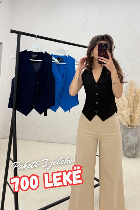 PACK OF 3 PIECES ONE COLOR SIMPLE WOMAN VESTS MULTIPLE/SHNGJ - KLAUDIO FASHION