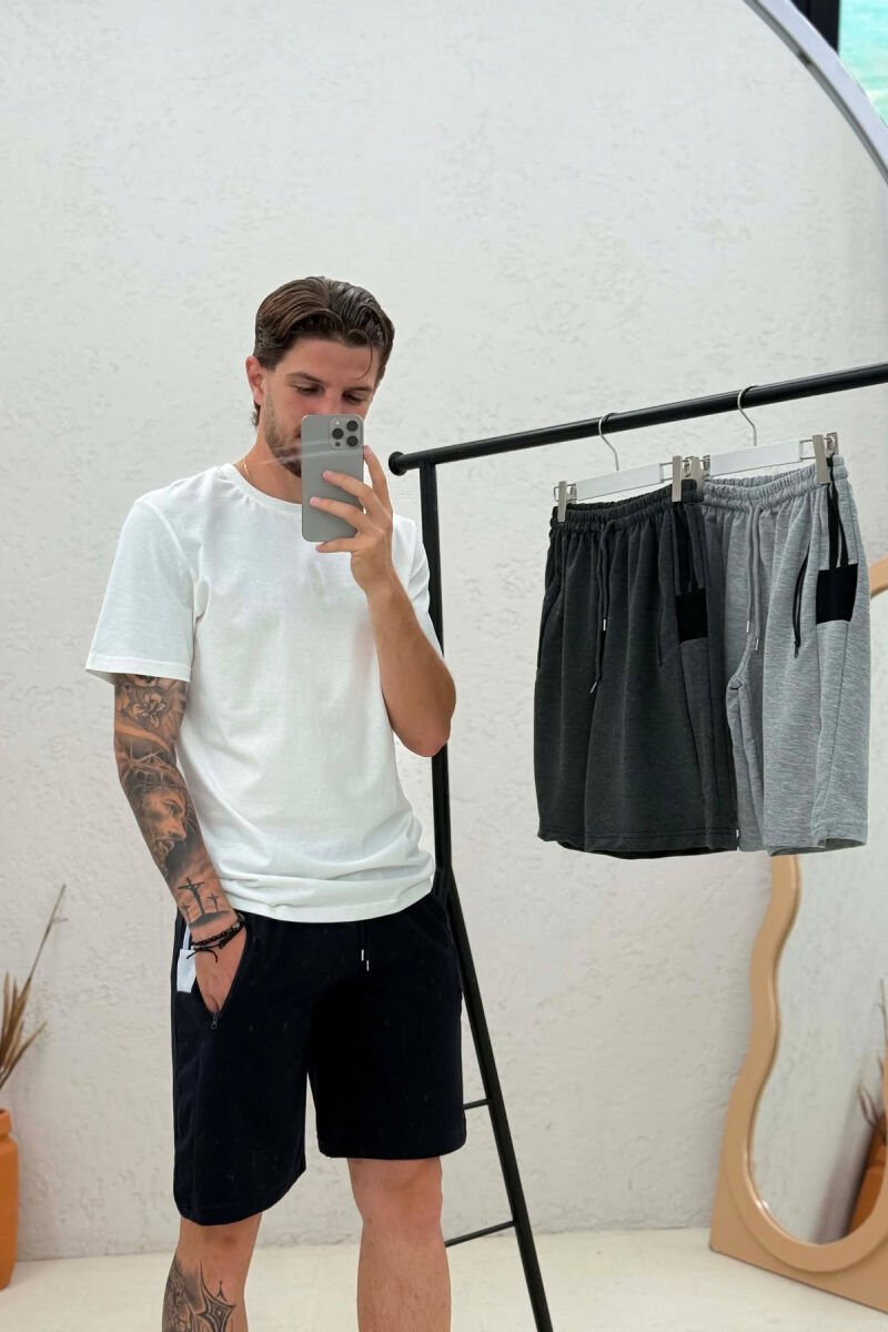 PACK OF 3 PIECES SIDE LINES ZIPPER POCKETS MEN SHORT SWEATPANTS MULTIPLE/SHNGJ - 3