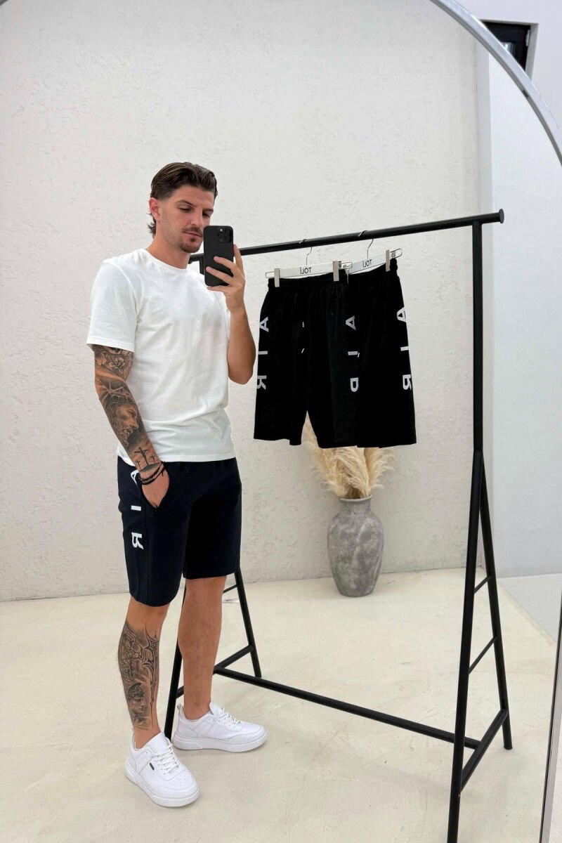 PACK OF 3 PIECES SIDE WRITTING ZIPPER POCKETS MEN SHORT SWEATPANTS MULTIPLE/SHNGJ - 2