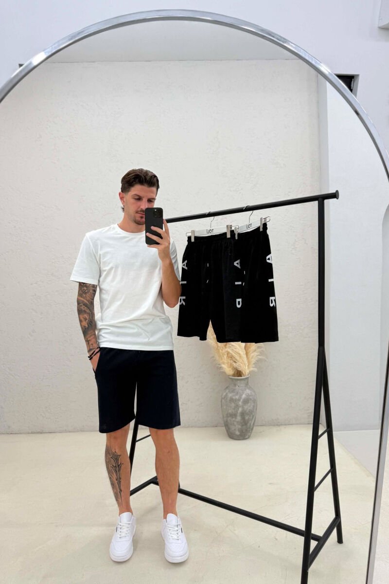 PACK OF 3 PIECES SIDE WRITTING ZIPPER POCKETS MEN SHORT SWEATPANTS MULTIPLE/SHNGJ - 3