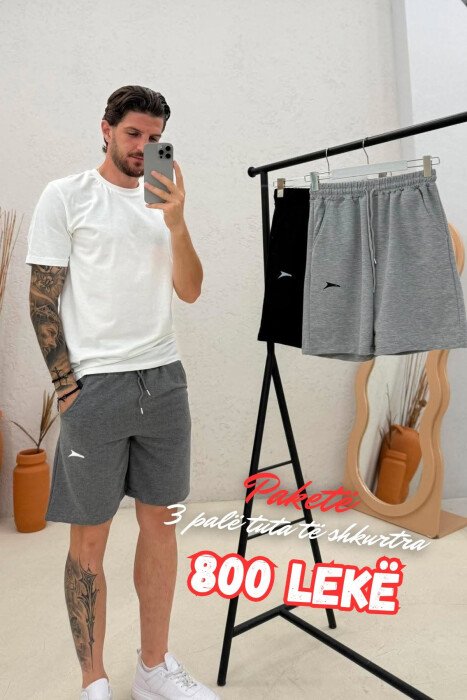 PACK OF 3 PIECES SMALL LOGO ONE COLOR MEN SHORT SWEATPANTS MULTIPLE/SHNGJ - KLAUDIO FASHION