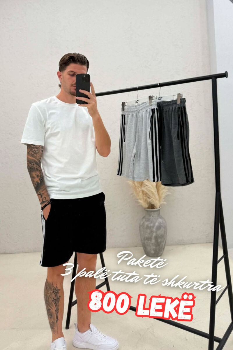 PACK OF 3 PIECES STRIPED ZIPPER POCKETS MEN SHORT SWEATPANTS MULTIPLE/SHNGJ - 2